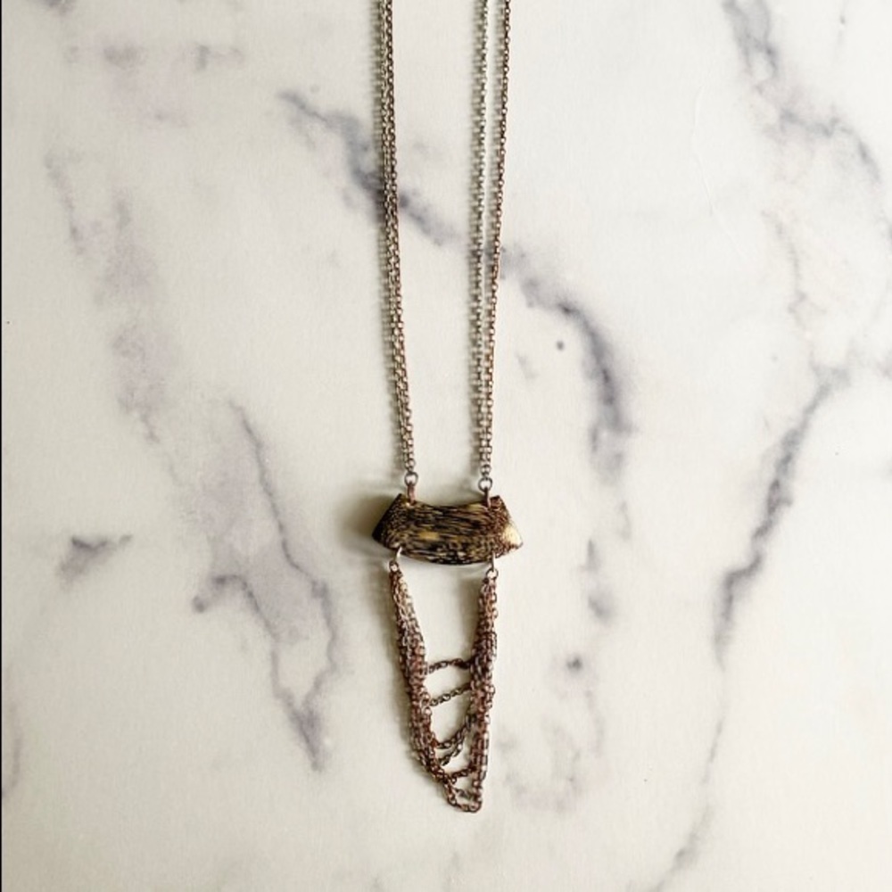 Multi Chain & Wood Necklace
